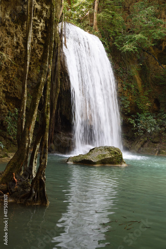 Erawan waterfall at the Erawan National Park in Kanchanaburi  Thailand 