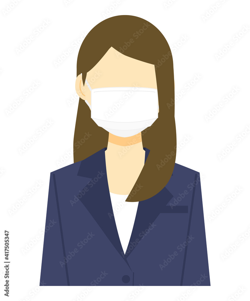 マスクをしたスーツの女性 マスクをしたスーツの女性