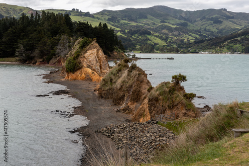 Tableau sur toile The isthmus joining Onawe Peninsula to Banks Peninsula