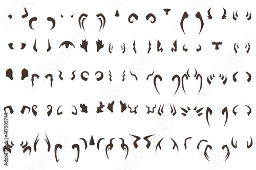 A large set of horns of various animals, demons and other creatures.