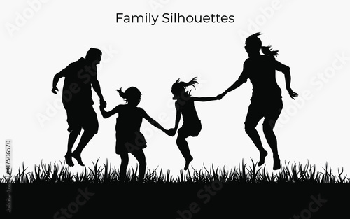 Family silhouette vector illustration template. Eps 10. Love symbol. Happy and holiday concept. Isolated an object.