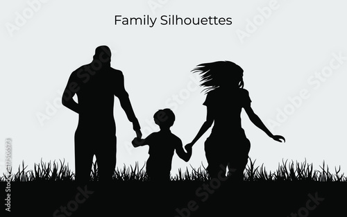 Family silhouette vector illustration template. Eps 10. Love symbol. Happy and holiday concept. Isolated an object.