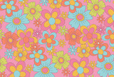 retro seamless pattern with flowers for social media posts, banner, card design, etc.