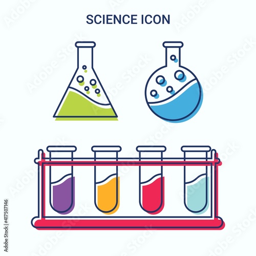 Chemical research line icon set. Chemist, beaker, experiment. Science concept. Can be used for topics like biology, lab tests, chemistry