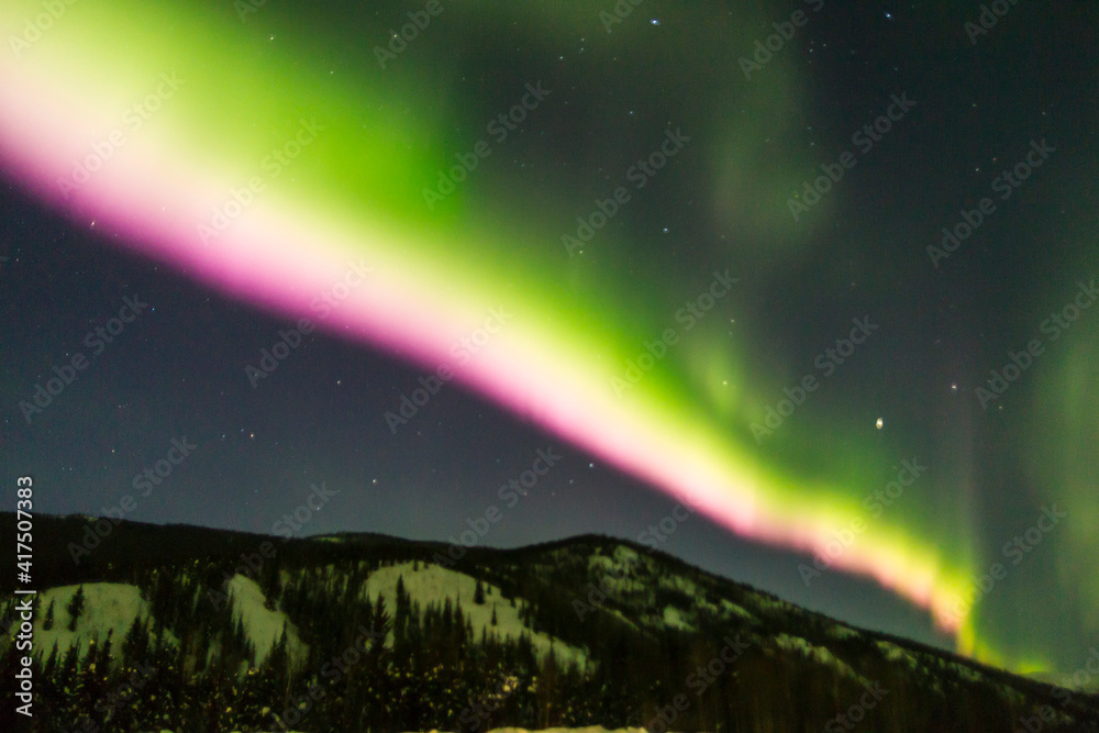 USA, Alaska, Fairbanks. Aurora borealis at night.