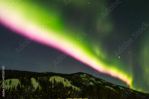 USA  Alaska  Fairbanks. Aurora borealis at night.