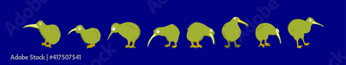 set of kiwi birds cartoon icon design template with various models. vector illustration isolated on blue background