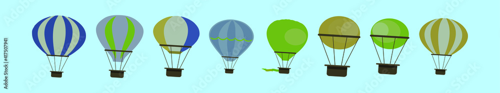 Naklejka premium set of hot air balloon cartoon icon design template with various models. vector illustration isolated on blue background
