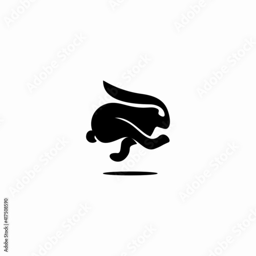 rabbit jump flash logo vector illustration