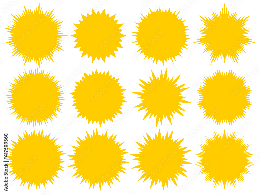 ギザギザ円形素材セット 黄色 Stock ベクター Adobe Stock