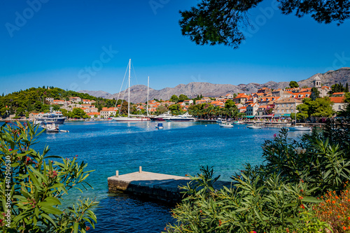 Cavtat harbor, southeast of Dubrovnik is a beautiful town and marina.