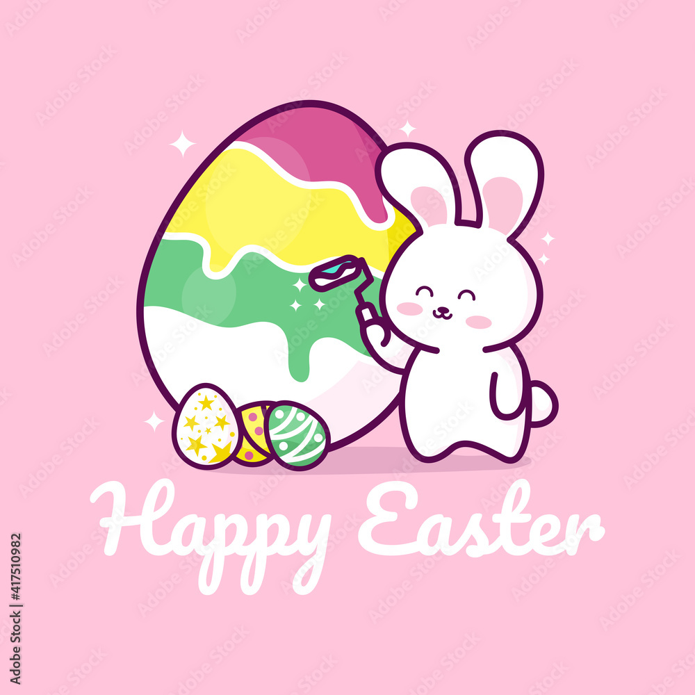 Happy Easter! Easter bunny and Easter egg. Happy Easter! Easter bunny and Easter egg.