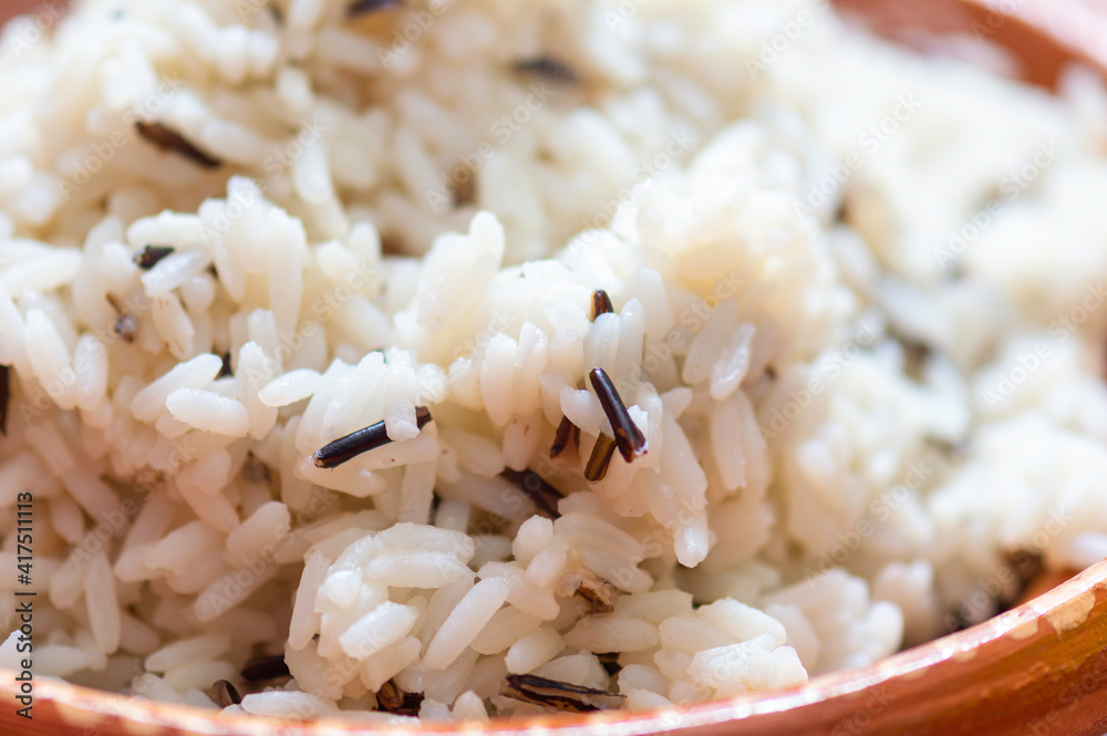 Wild and white rice served in bowl Wild and white rice served in bowl