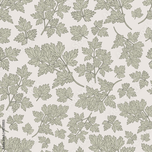 Parsley seamless pattern hand-drawn illustration