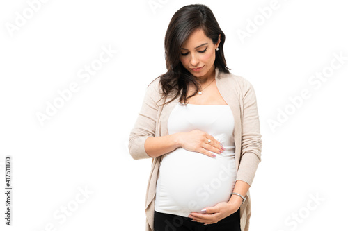 Pregnant woman dreaming about her future baby