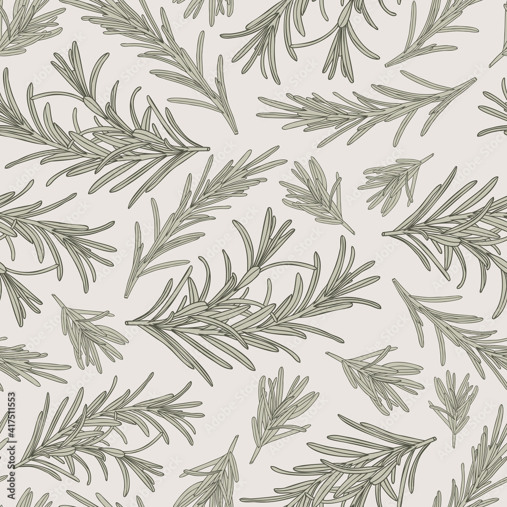 Rosemary seamless pattern herbs drawing Rosemary seamless pattern herbs drawing