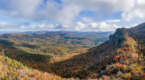 Autumn view at the Big View Scenic Overlook near Whiteside Mountain between Highlands and Cashiers