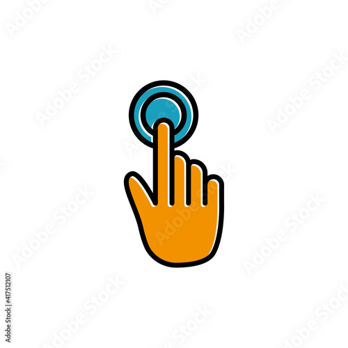 Hand lineal color icon with touch. simple illustration. mobile concept app line icon and web design. Editable stroke. Design template vector