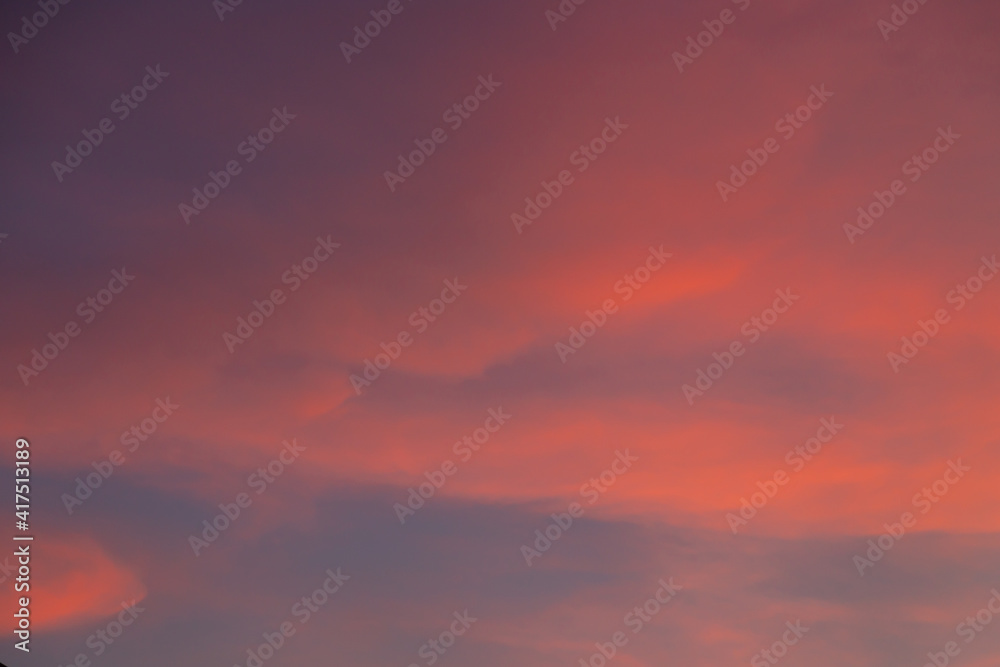 Beautiful sky and orange cloud in twilight time. Vivid sky after sunset