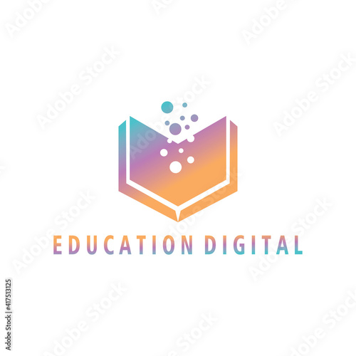 education digital logo illustration book with color vector design