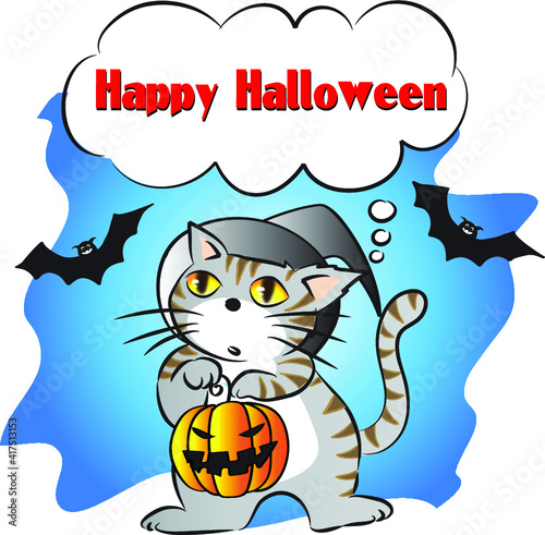 vector cartoon cat say happy halloween