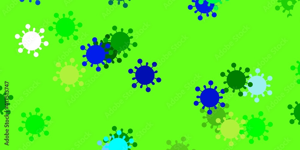Light blue, green vector pattern with coronavirus elements. Light blue, green vector pattern with coronavirus elements.