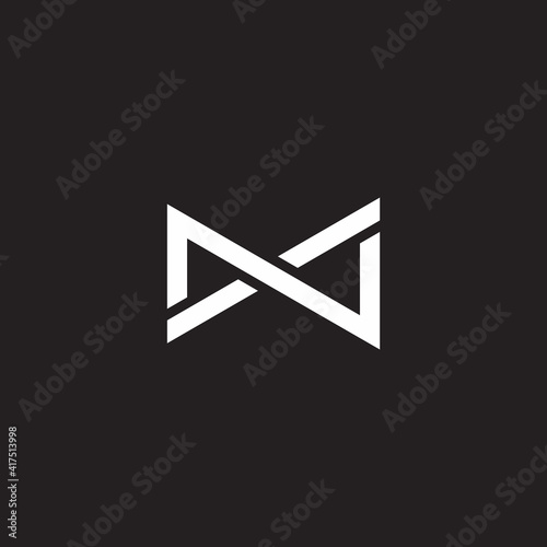 abstract letter m n x simple linked line logo vector