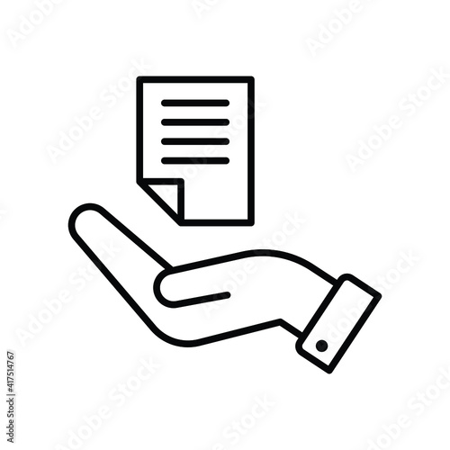 Document handover line icon. Simple outline style file symbol. Ownership, transfer, academy, business agreement concept. Vector illustration isolated on white background. EPS 10.