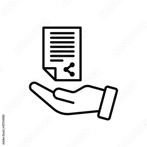 Document handover line icon. Simple outline style file symbol. Ownership, transfer, academy, business agreement concept. Vector illustration isolated on white background. EPS 10.
