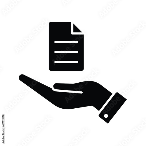Document handover glyph icon. Simple solid style file symbol. Ownership, transfer, academy, business agreement concept. Vector illustration isolated on white background. EPS 10.