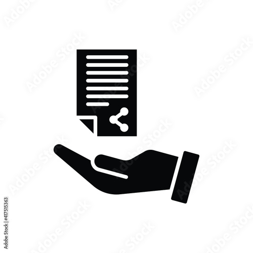 Document handover glyph icon. Simple solid style file symbol. Ownership, transfer, academy, business agreement concept. Vector illustration isolated on white background. EPS 10.