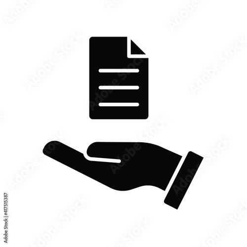Document handover glyph icon. Simple solid style file symbol. Ownership, transfer, academy, business agreement concept. Vector illustration isolated on white background. EPS 10.
