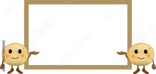 ボードと可愛いじゃがいものキャラクター