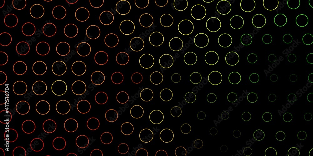 Dark Green, Yellow vector background with circles.