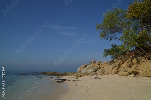scenic view of Mamutik Island beach, located at Kota Kinabalu, Sabah, Malaysia
