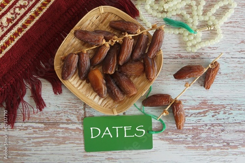 dates druits on the table. Ramadan fasting month concept photo