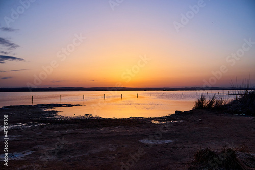 sunny landscape on the coast in a sunset © ares