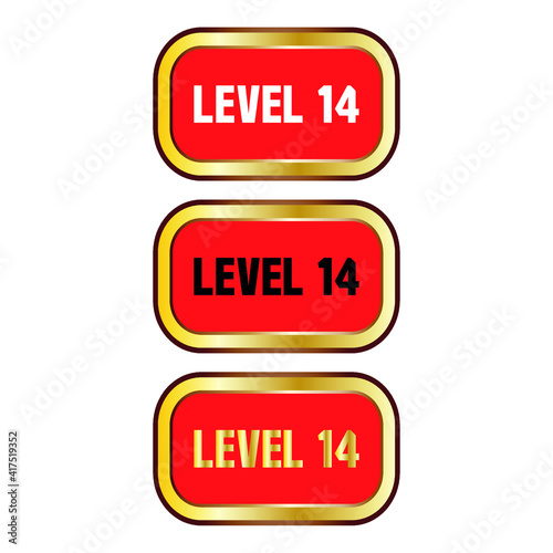 Level 14 sign in red color isolated on white background