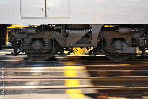 Nara,Japan-October 14, 2020: Panning of a bogie passing railroad crossing in Nara, Japan

