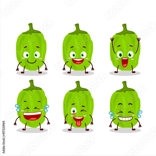 Cartoon character of green habanero with smile expression