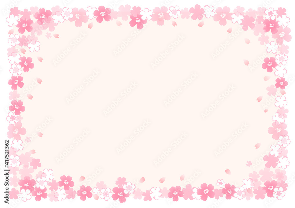 イラスト素材: 桜　背景　飾り枠　春　パステルピンク
