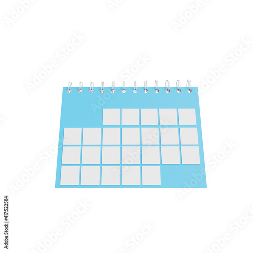 3d illustration of calendar with white background