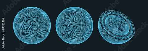 Sphere formed by many particles. 3d vector illustration for science, education or medicine.
