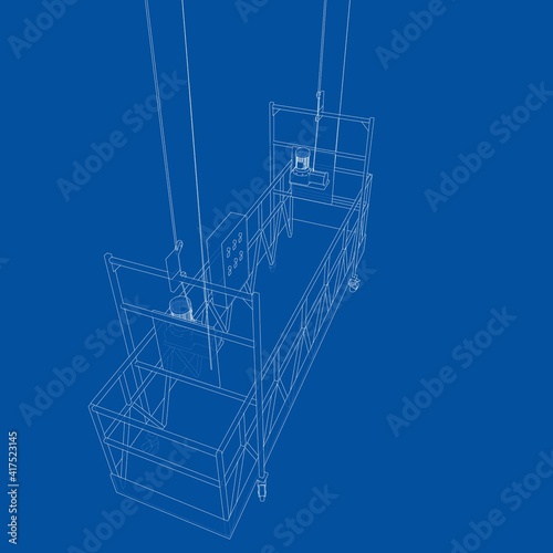 Empty construction elevator. Vector