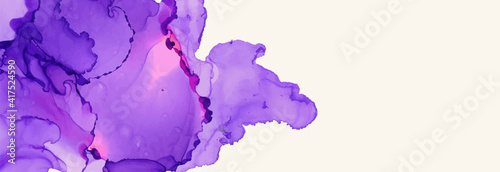 Alcohol ink vector texture banner. Fluid ink abstract background.