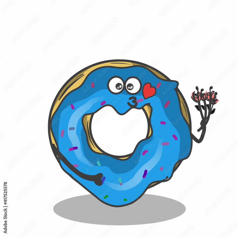 Fototapeta premium Flower cute donuts character vector template design illustration