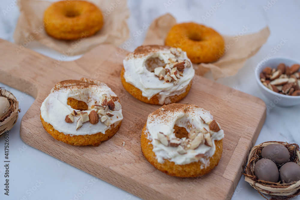 sweet home made carrot cake donuts for easter