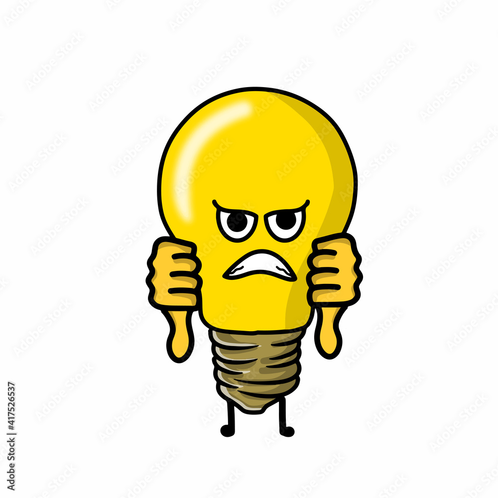 Two thumbs up cute light bulb character vector template design illustration Two thumbs up cute light bulb character vector template design illustration