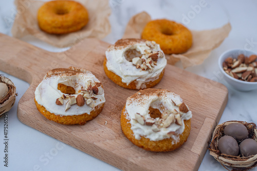 sweet home made carrot cake donuts for easter
