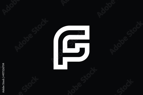 FG logo letter design on luxury background. GF logo monogram initials letter concept. PG icon logo design. GP elegant and Professional letter icon design on black background. GF FG GP PG